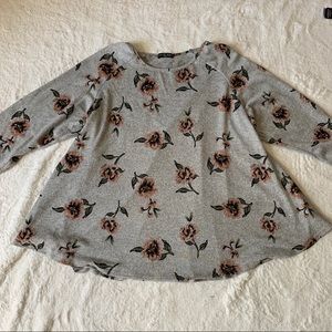 3/4 Sleeve Floral Swing Tunic